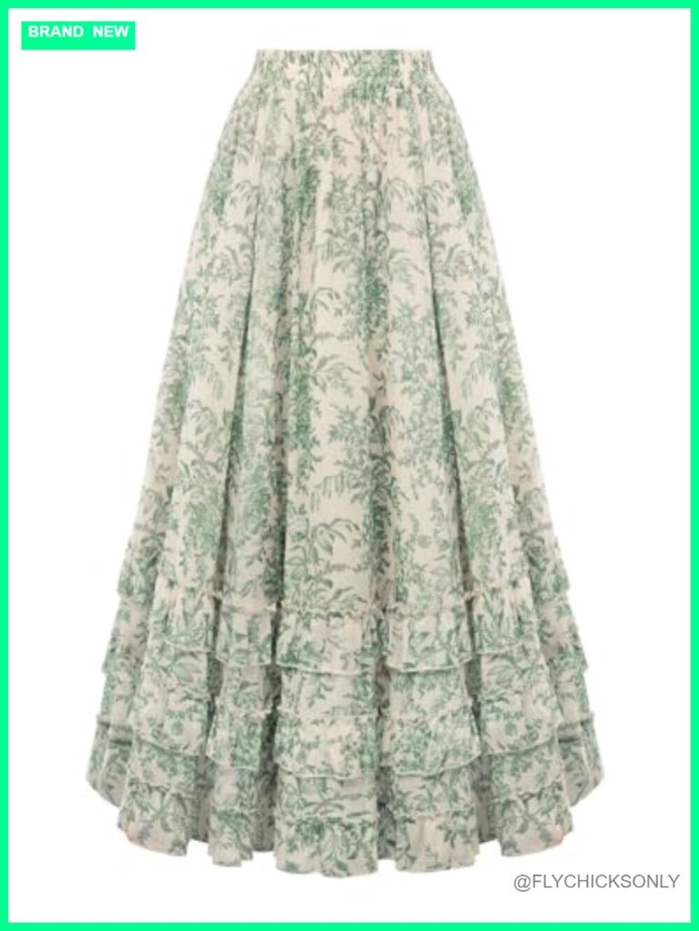 Floral Chiffon Maxi Skirt With Pockets Elastic High Waist Flowy Ruffle